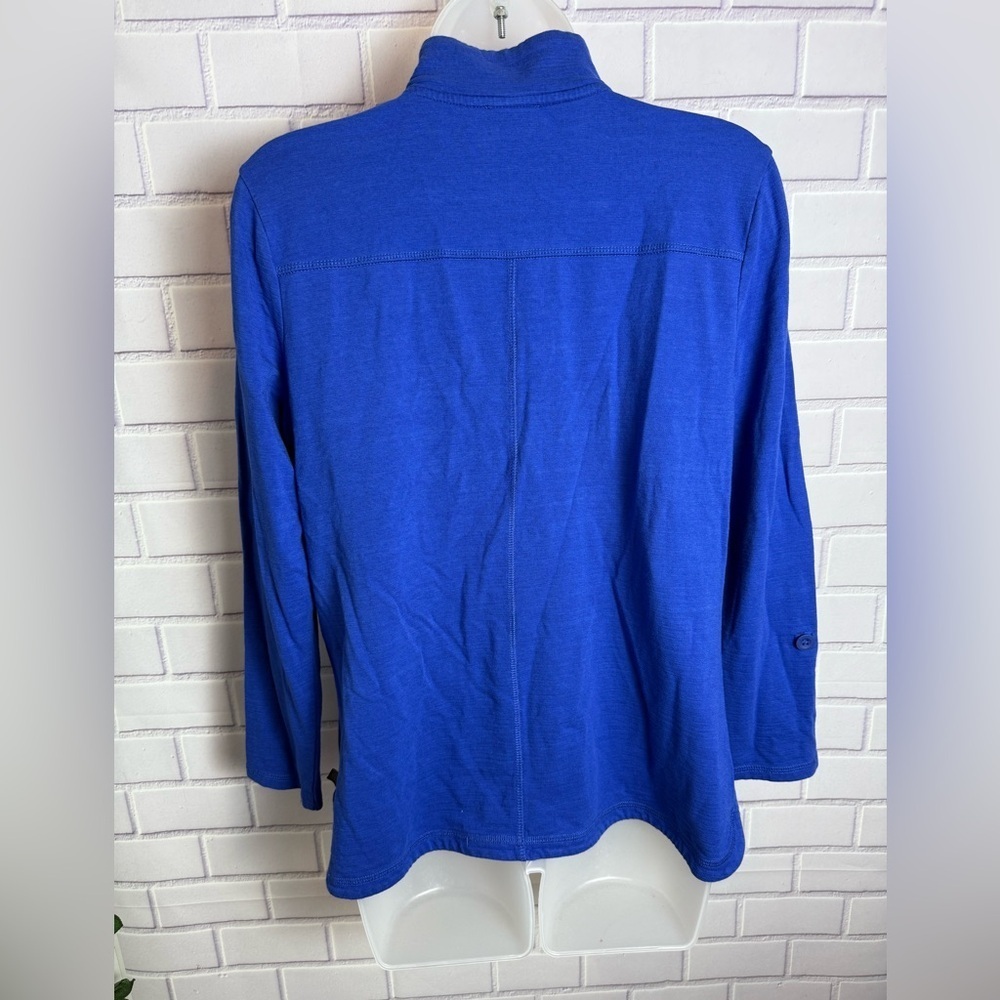 T by Talbots Tops and Tees UPF 50+ blue SLUB-TERRY PULLOVER/size MP - Picture 8 of 11